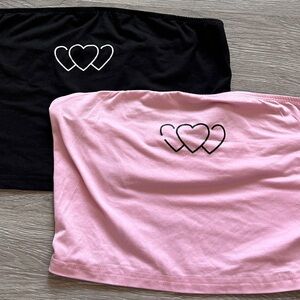Black and Pink Heart Tube Tops